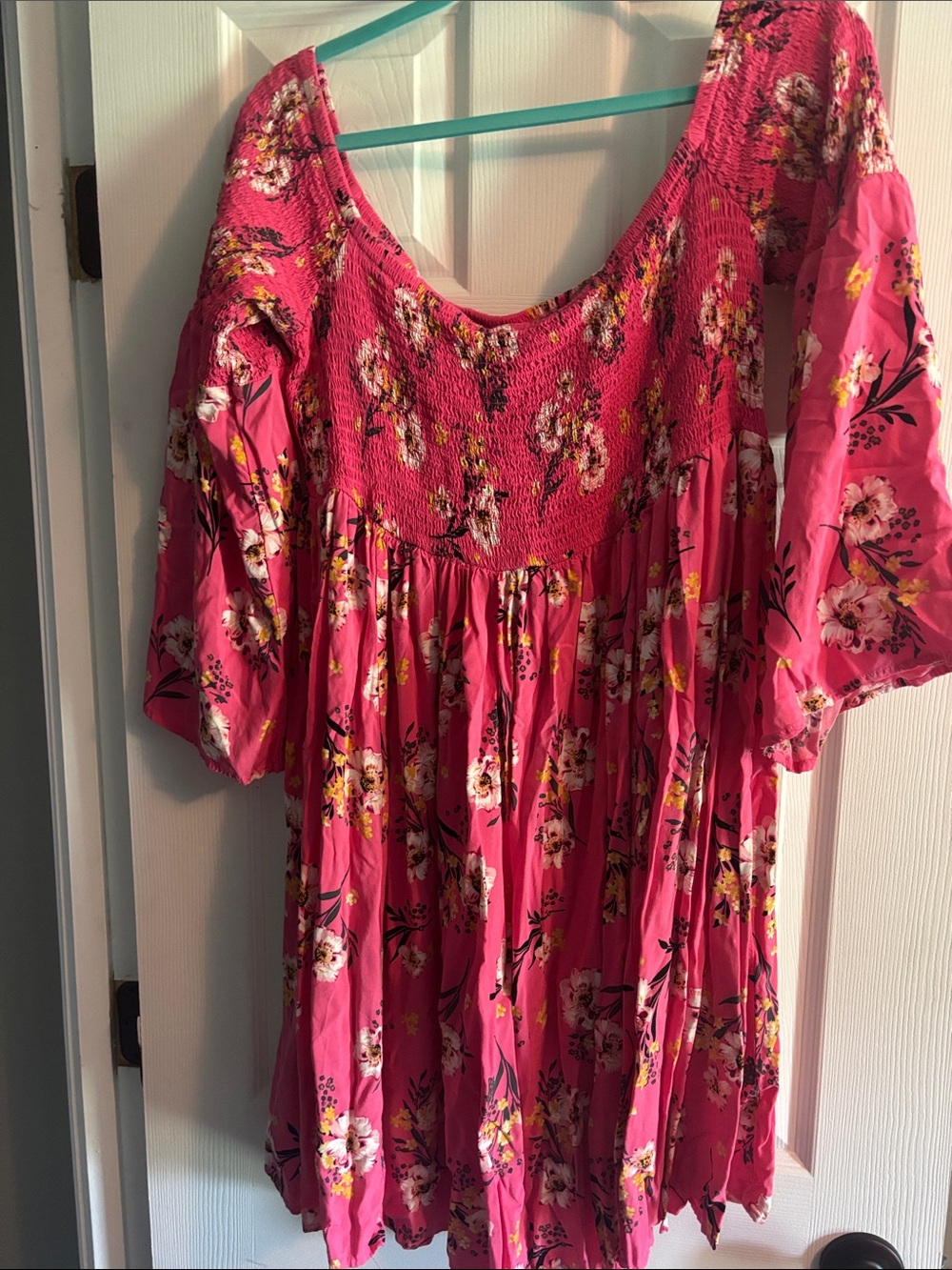 torrid Hot Pink Floral Smocked Babydoll Dress